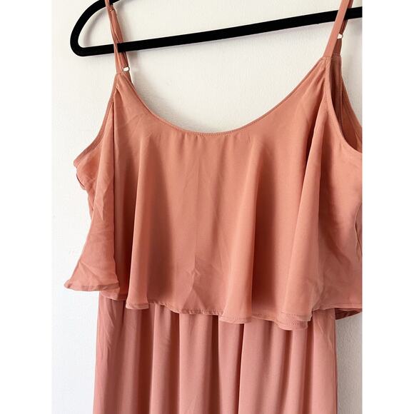 Show Me Your Mumu Caitlyn Ruffle Maxi Dress Rustic Mauve Crisp Dress Size Large - Picture 6 of 8